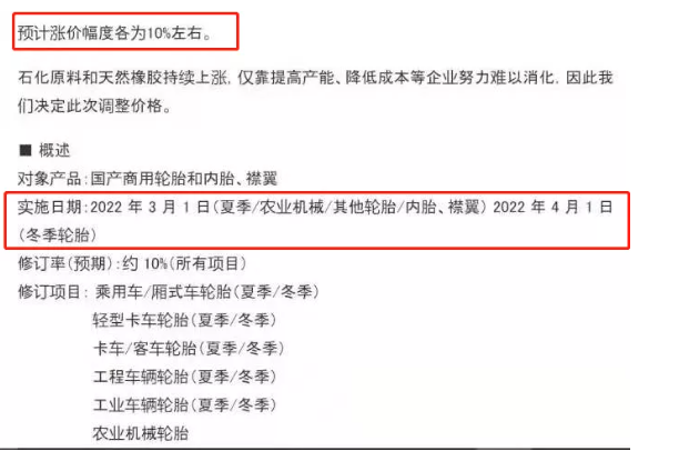 住友橡膠在日本發(fā)布了漲價(jià)通知 住友橡膠在日本發(fā)布了漲價(jià)通知