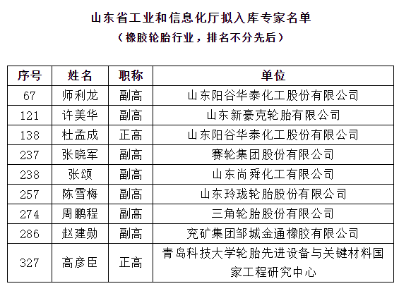 橡膠及輪胎行業9名頂級專家，位列其中