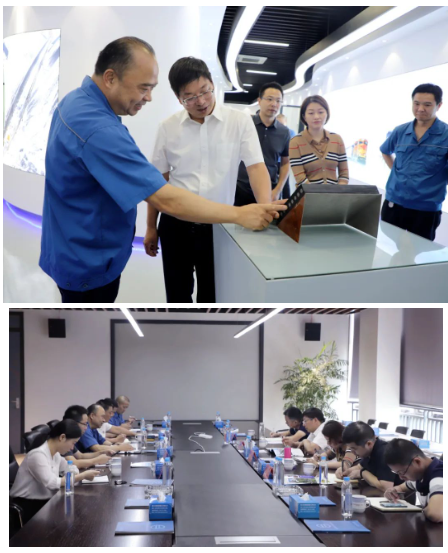 沈董對各位領導蒞臨企業考察表示歡迎。在參觀了生產車間和綜合展廳后,沈董向穆運安一行介紹了公司發展歷程、主導產業、國內外市場等情況,特別是近年來雙箭在推動創新改革,自動化、智能制造等方面所取得的各項成果。并就公司堅持創新驅動發展,不斷加大科技研發投入,加快推進產品迭代升級,提高核心產品市場占有率、競爭力等方面的工作作了匯報交流。 沈董對各位領導蒞臨企業考察表示歡迎。在參觀了生產車間和綜合展廳后,沈董向穆運安一行介紹了公司發展歷程、主導產業、國內外市場等情況,特別是近年來雙箭在推動創新改革,自動化、智能制造等方面所取得的各項成果。并就公司堅持創新驅動發展,不斷加大科技研發投入,加快推進產品迭代升級,提高核心產品市場占有率、競爭力等方面的工作作了匯報交流。