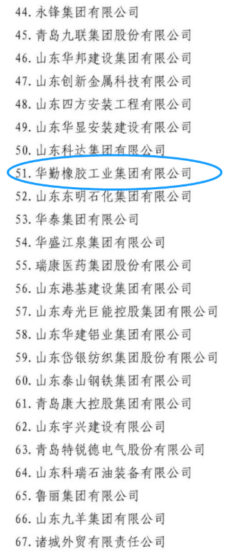 其中玲瓏輪胎、賽輪集團、萬達集團、華勤橡膠、三角輪胎、豪邁集團，入圍山東民營企業吸納就業 100 強名單。