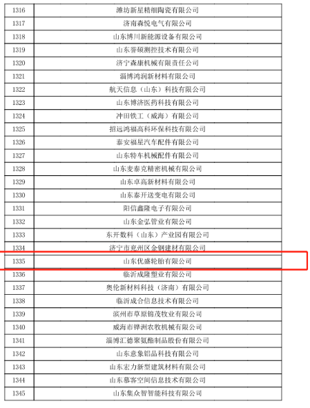 　高新技術企業的認定，是對山東優盛輪胎有限公司研發實力、技術實力、綜合實力等多方面的認可，也是對山東優盛輪胎有限公司堅持科技創新、技術創新的肯定。