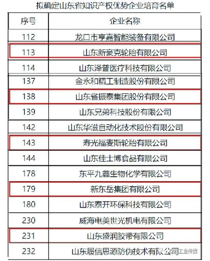 山東振泰、新豪克、福麥斯等,入選山東省知識產權優勢企業培育名單 山東振泰、新豪克、福麥斯等,入選山東省知識產權優勢企業培育名單