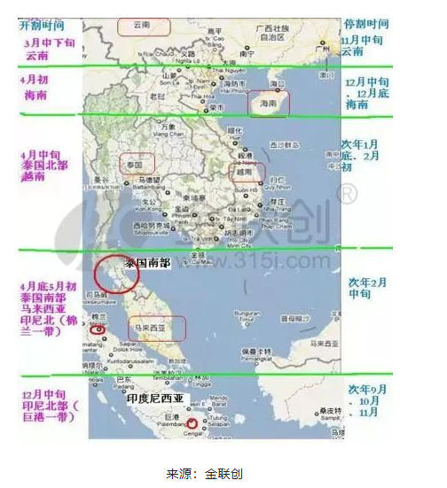 一、天然橡膠產出的季節性特點