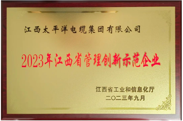 江西省工信廳發布了2023年度江西省管理創新示范企業名單，江西太平洋集團脫穎而出，榮獲了“2023年度江西省管理創新示范企業”稱號。